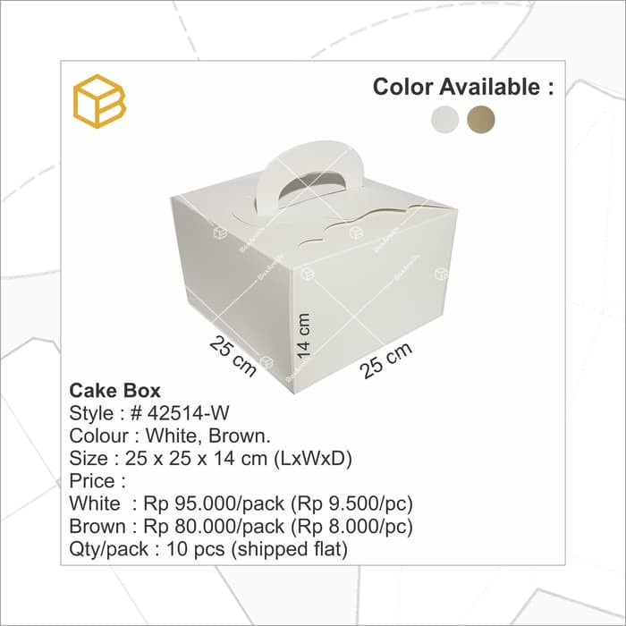 

Promo # 42514-W | Dus Kue, Box Kue, Cake Box, Gift Box, Kado, Souvenir - Putih Berkualitas