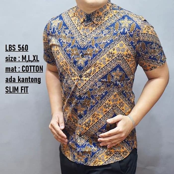 KEMEJA BATIK FORMAL LBS 560 KEMEJA SLIMFIT BAHAN KATUN LENGAN PENDEK