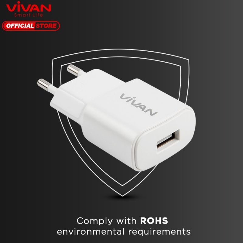 CHARGER USB VIVAN POWER OVAL II 2A KABEL MICRO USB GARANSI 1 TAHUN