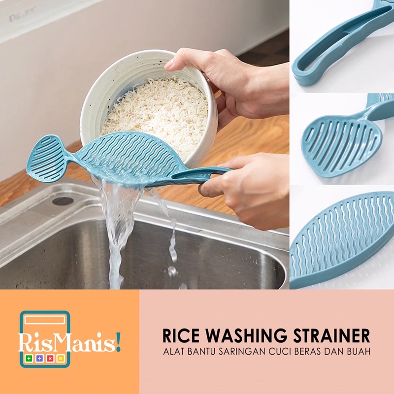 RICE WASHING STRAINER - Alat Saring Cuci Beras Sendok Saringan Sayuran Penyaring Buah Makanan Dapur