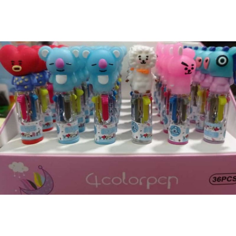 

Bolpen jetrek empat warna karakter ukuran mini