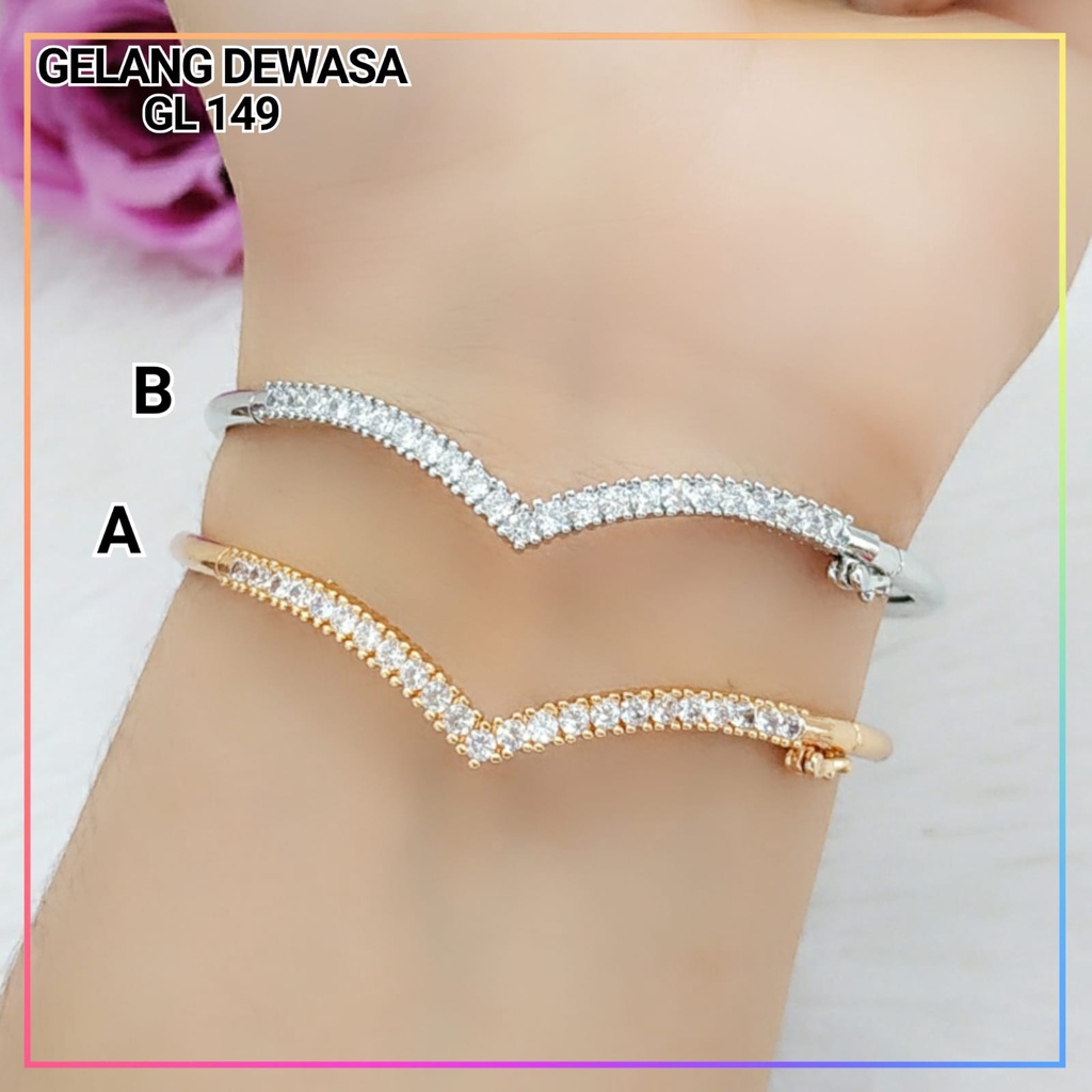 Gelang xuping gelang bangle tipis Fuji silver perhiasan permata simple  lapis emas gold GL 149