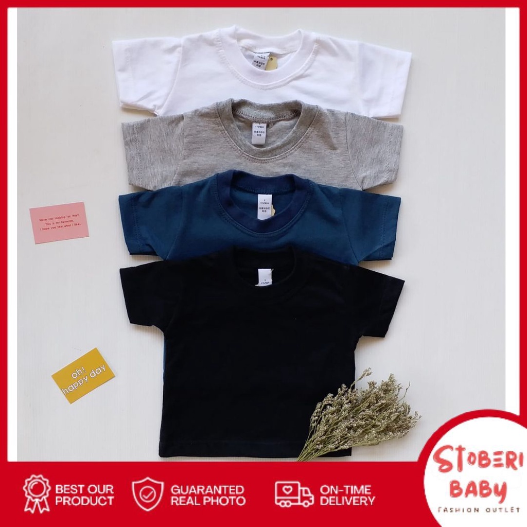 stoberi baby - BABY COTTON Basic Tee Monochrome Series - Kaos Anak / Atasan Anak / Kaos Bayi / Atasan Bayi