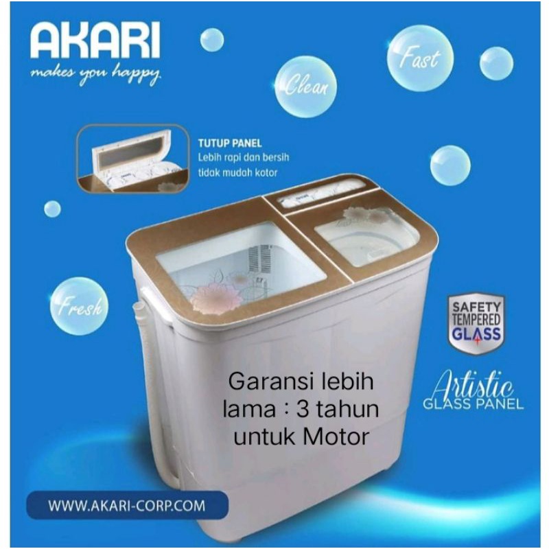 PROMO FREE ONGKIR SBY MESIN CUCI AKARI 2 TABUNG  8KG  AWM 88SK MEWAH &amp; KACA ANTI PECAH