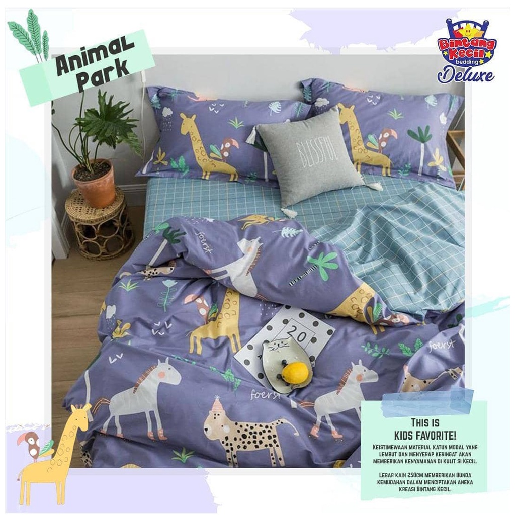 Sprei anak motif animal Jerapah sarung bantal guling kamar tidur katun homemade seprei terbaru