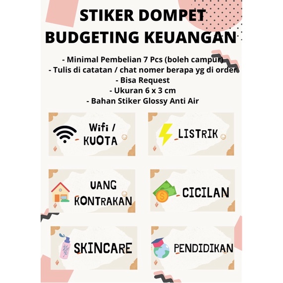 

Stiker Dompet Budgeting Keuangan Sticker Pengatur Pemisah Uang Daily Cashflow Catatan Financial Planner Harian Bulanan Uang Listrik Wifi Jurnal Journaling Saving Jar Target Menabung