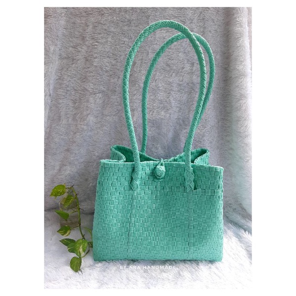 TAS ANYAMAN SIZE L/TAS JALI-JALI MINT/PATTY BAG ANYAM