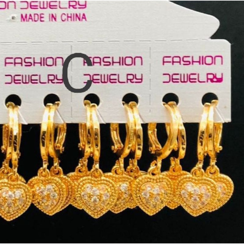 RA336. Grosir 12 pasang Anting xuping wanita berlapis emas dgn mata zircon terlaris