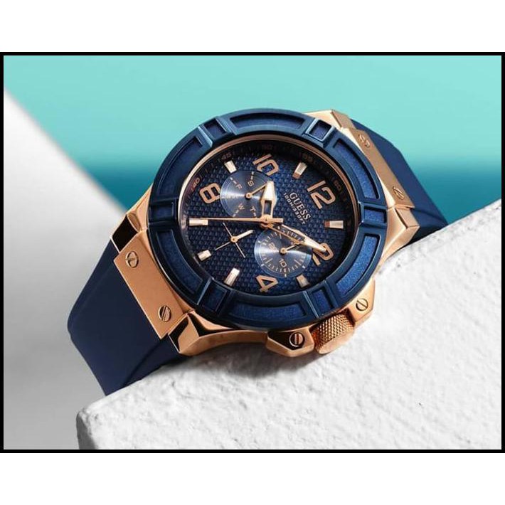 Jam Tangan Pria Merk Guess Rubber Ori Bm Type : 2473 Baterai