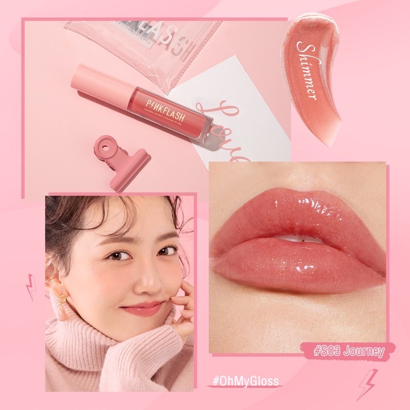 PINKFLASH OhMyGloss Moisturizing Shine and Shimmer Plumping Lip Gloss Lip Care Glasir Bibir Pink Flash Lipgloss