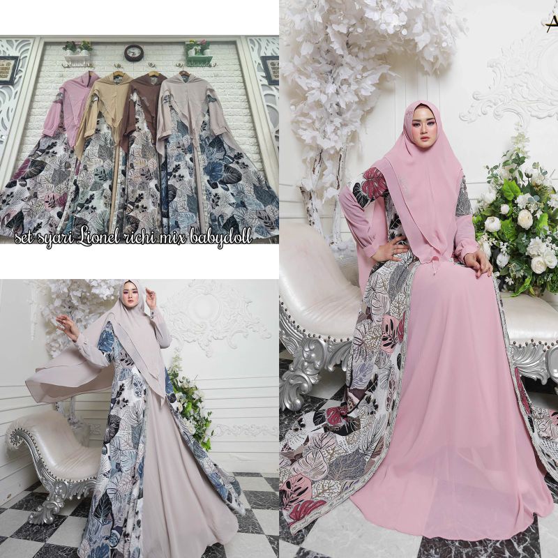 Ready‼️Set Gamis+Hijab Lionel Panjang 145cm Annisa Syar'i by ASM