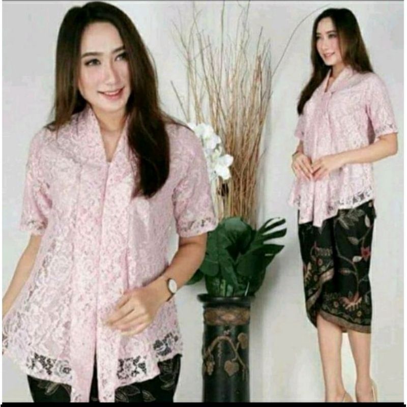 Setelan Kebaya floy lengan pendek dan rok lilit/Setelan kebaya/Kebaya mewah/kebaya