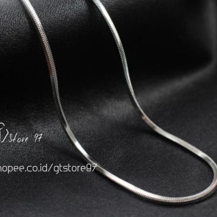 Harga TERMURAAH.. Kalung Titanium Pria Silver Perak Emas Putih Anti Karat Cowok Cewek Wanita Kalung 