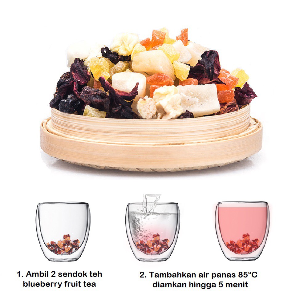 TEH BUAH BLUEBERRY MIX 10GR - ARTISAN TEA BLUEBERRY FRUIT TEA - ORGANIC CHINESE BERRY PREMIUM MIX