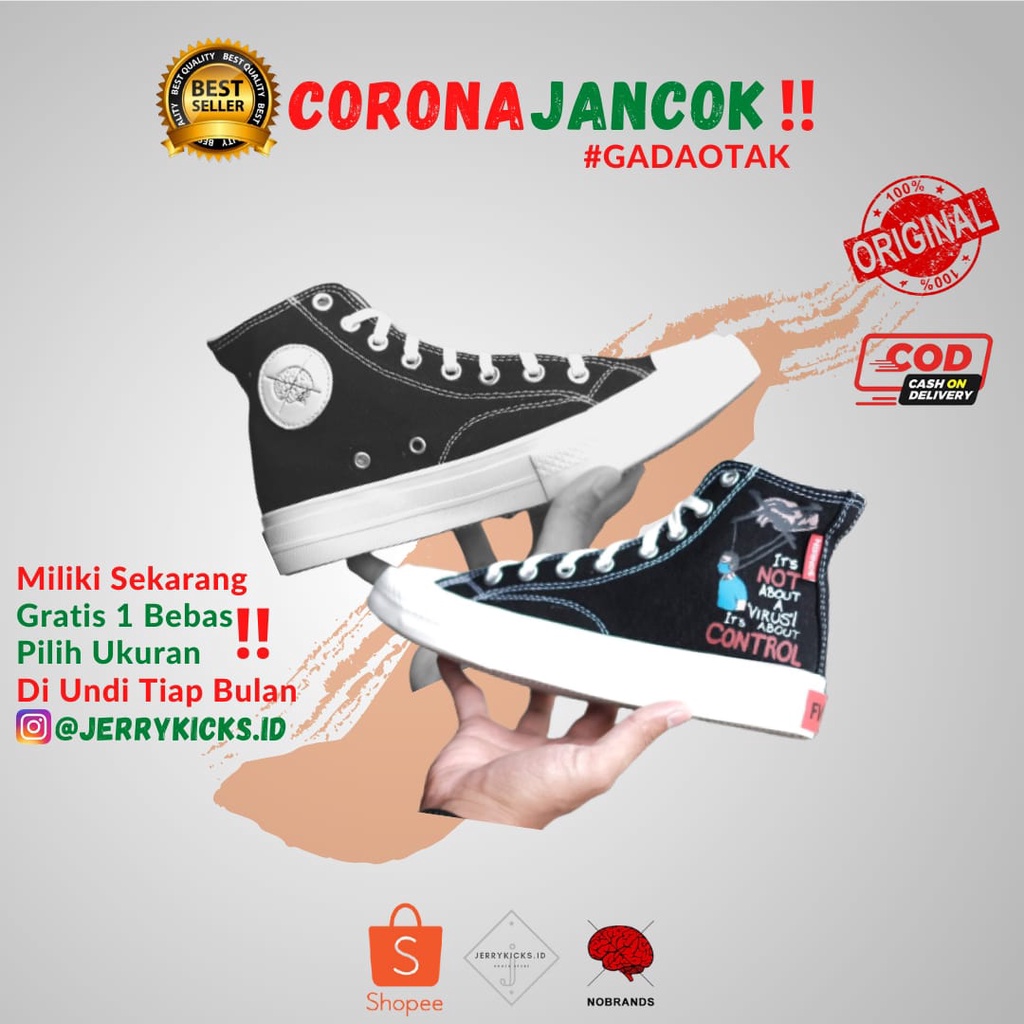 Sepatu Sneakers Nobrand Corona Jancok 100% Original