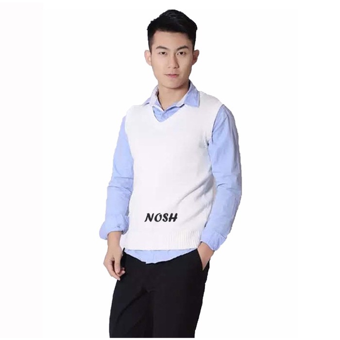 Nosh Men's Knit Vest Rompi Rajut Pria - Ian - Putih, S