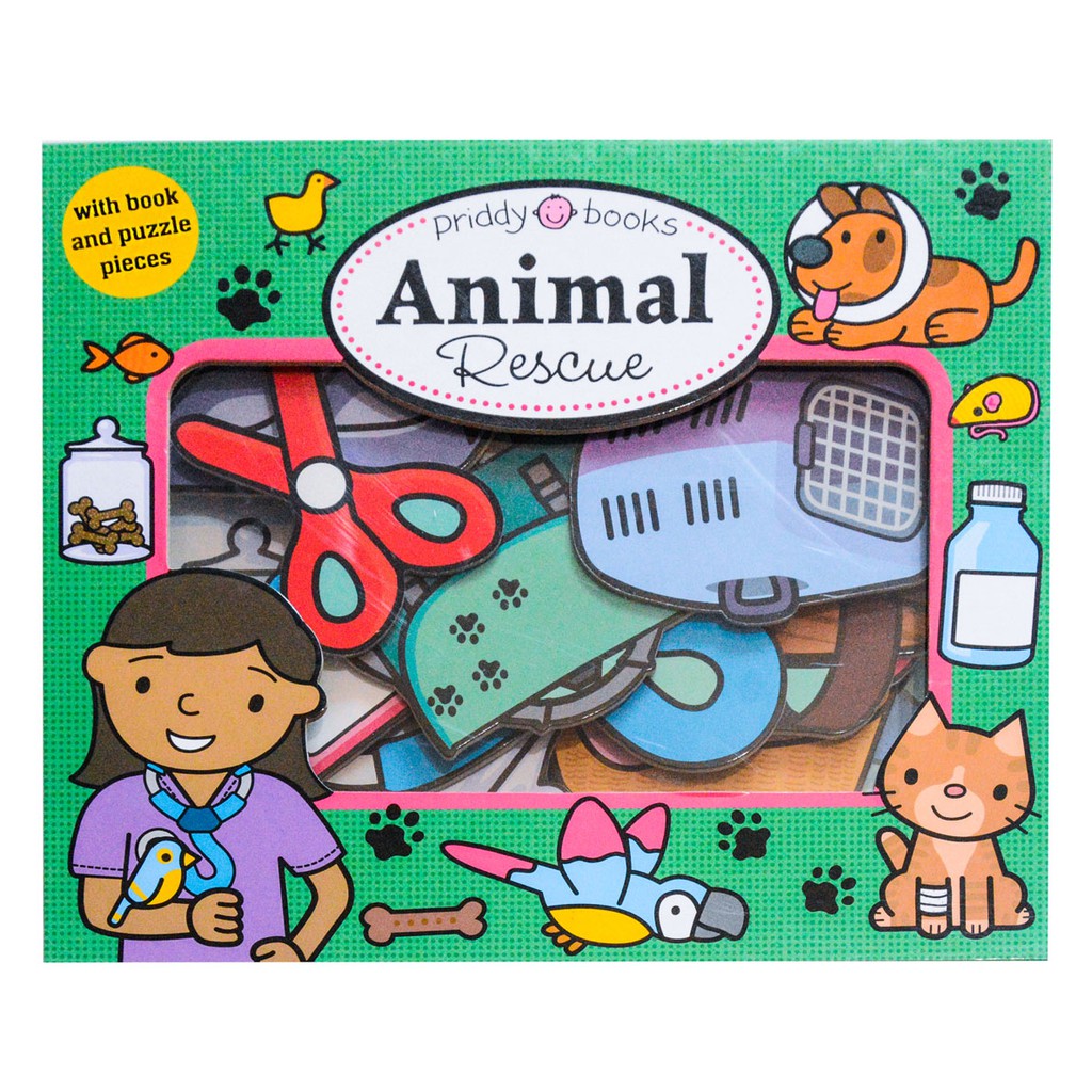 Priddy Books Let’s Pretend Set : Animal Rescue - Buku Puzzle Anak Penyelamatan Binatang Import