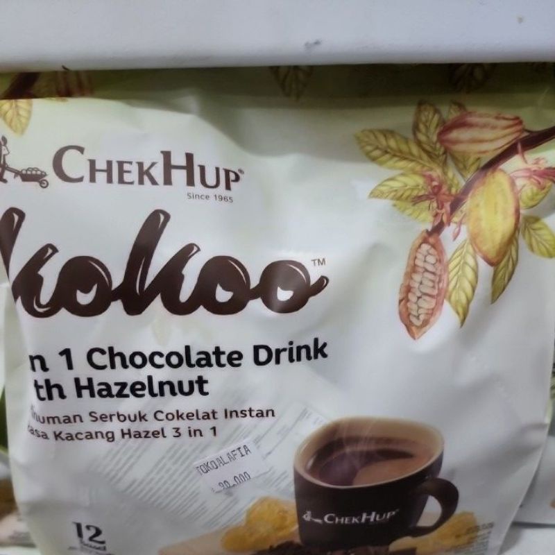 

Minuman Serbuk Cokelat Instant Rasa Kacang Hazel 3 in 1 Chocolate Drink With Hazelnut Kokokoo 12 Sachet