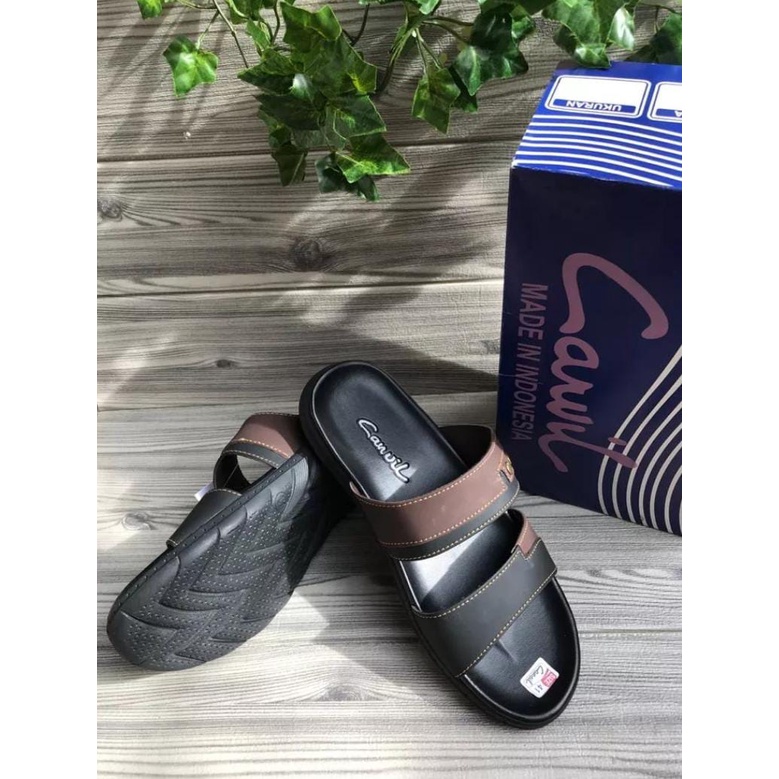 Sandal Pria Terbaru Sandal Pria Keren 2022 Sandal Casual Sandal Jepit Sandal Slop Carvil Hitam Cream Cokelat