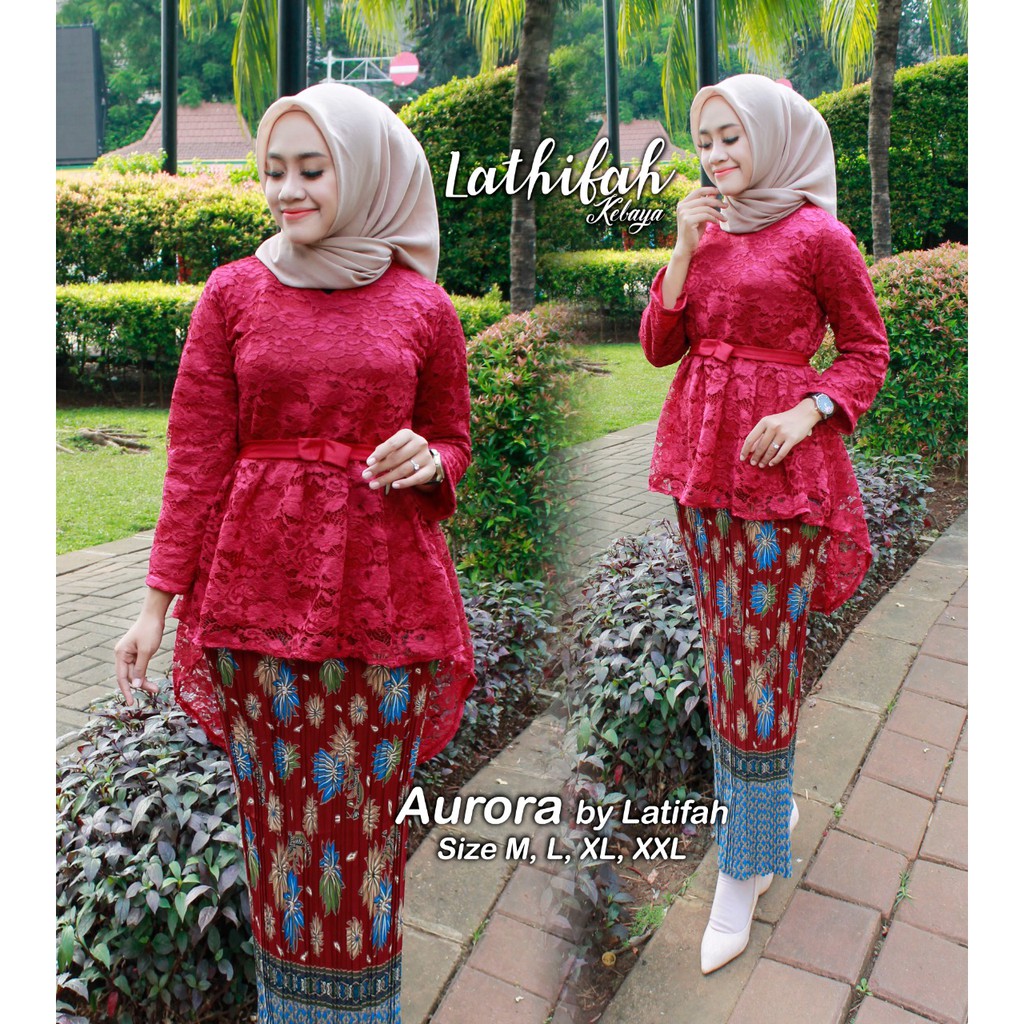 Setelan Kebaya Brukat Aurora Latifah Fushia