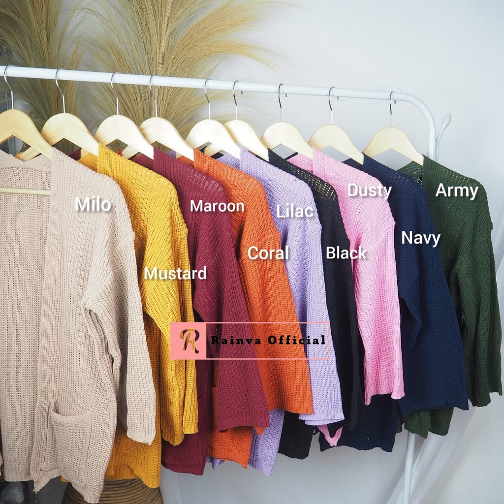 LAVELA CARDIGAN RAJUT OVERSIZE TEBAL 7 GAUGE CARDY OUTHER BASIC ATASAN WANITA