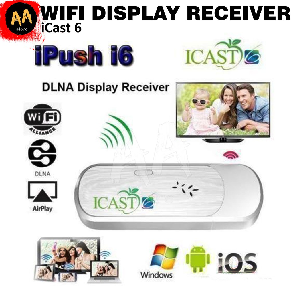 iCast 6 Dongle HDMI Wifi Display Receiver TV Miracast IOS &amp; Android