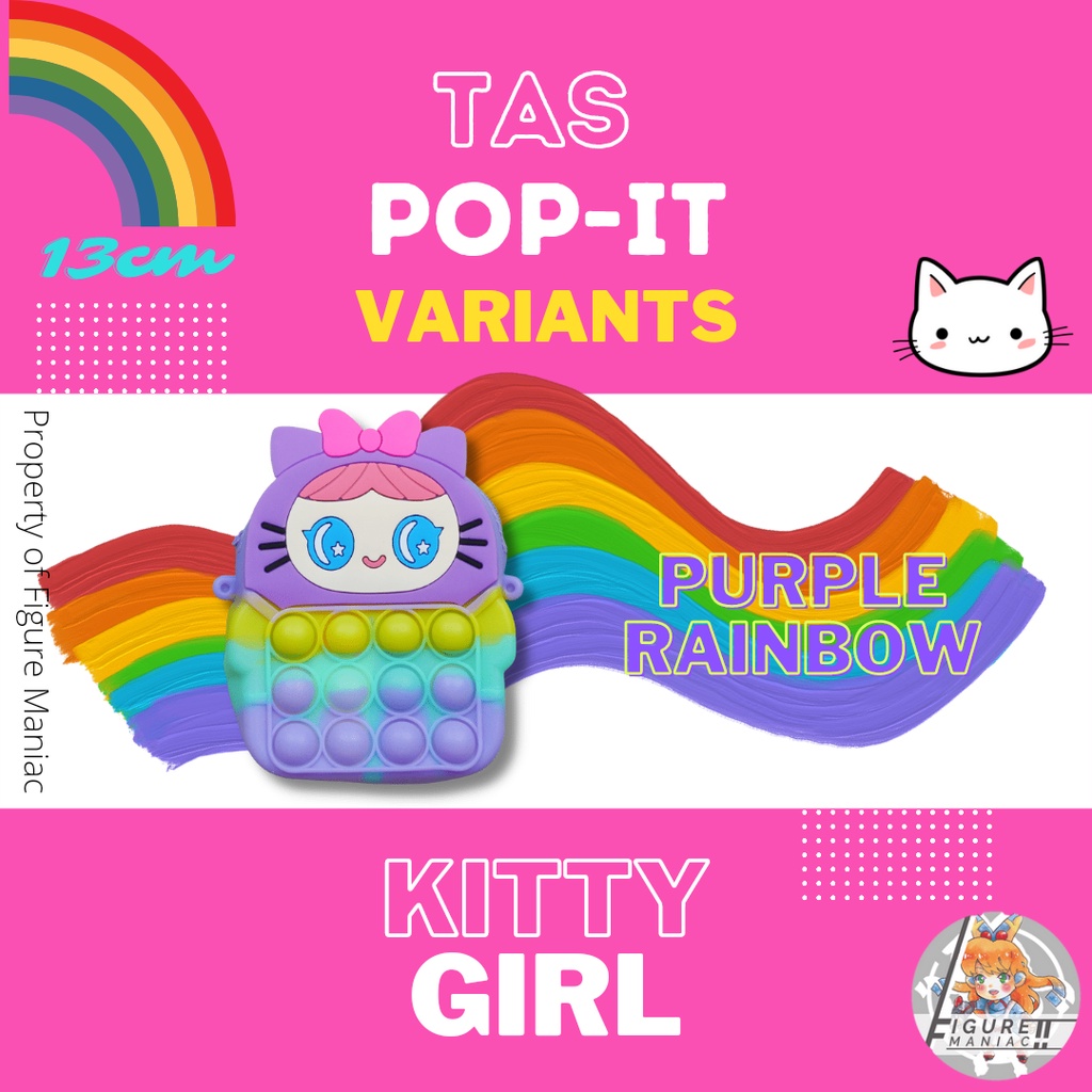 Tas Pop It Mini Kitty Girl Sling bag edition premium import size 13 cm free tali selempang Tas Anak Tas Handphone Tas Mainan Anak Tas Sekolah