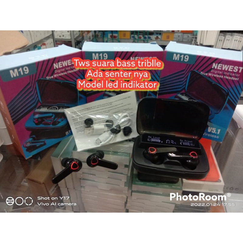M19 Buetooth Wireless Earbud TWS Bluetooth with led touchscreen