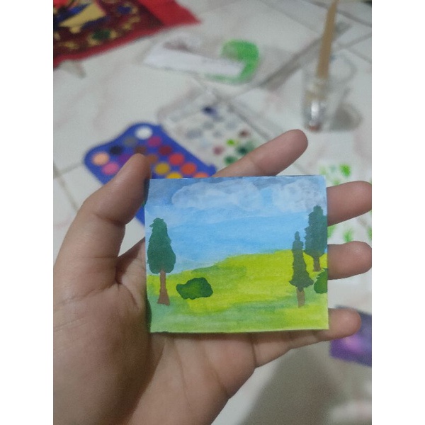 

Pembatas Buku Pemandangan Lukis Bookmark Handmade Hiasan Lukis Mini