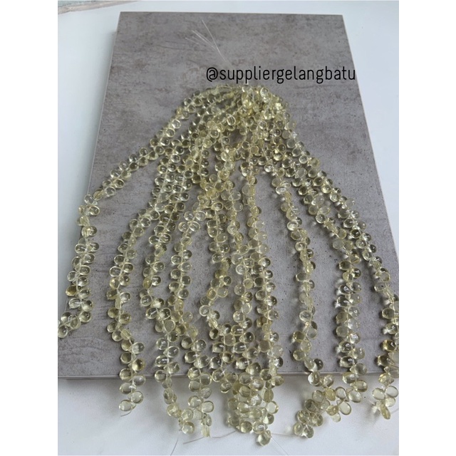 batu tetes air mata 8mm Yellow QUARTZ kuarsa kuning LUBANG SAMPING