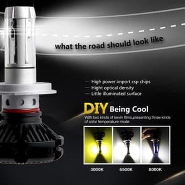 LAMPU LED MOBIL X3 H1, H4, HB3, HB4, H7, H11 6000LM HEADLIGHT/ FOGLAMP