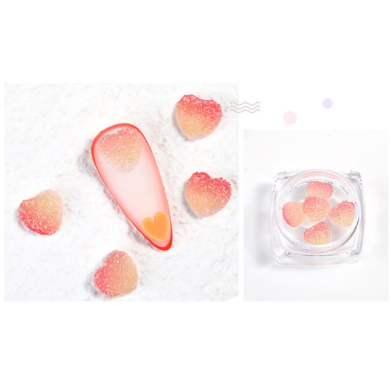 Siy 5pcs Stiker Kuku 3d Warna Permen Gradasi Bahan Resin Untuk Dekorasi Nail Art Charms