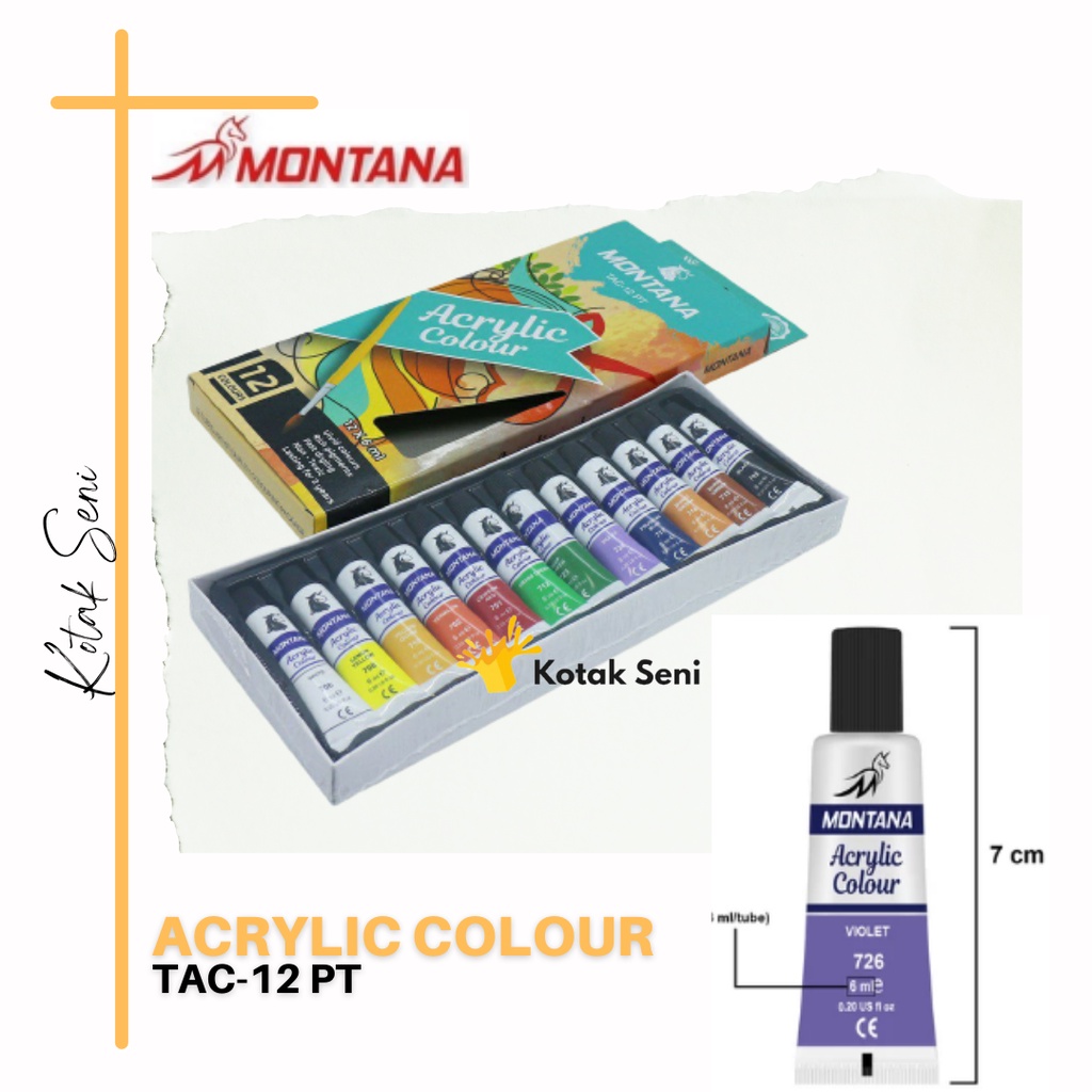 

Montana Acrylic Colour Set 12x6 ml / Cat Akrilil Montana Colour TAC-12 PT / Cat Acrylic 12 Warna / Cat Lukis