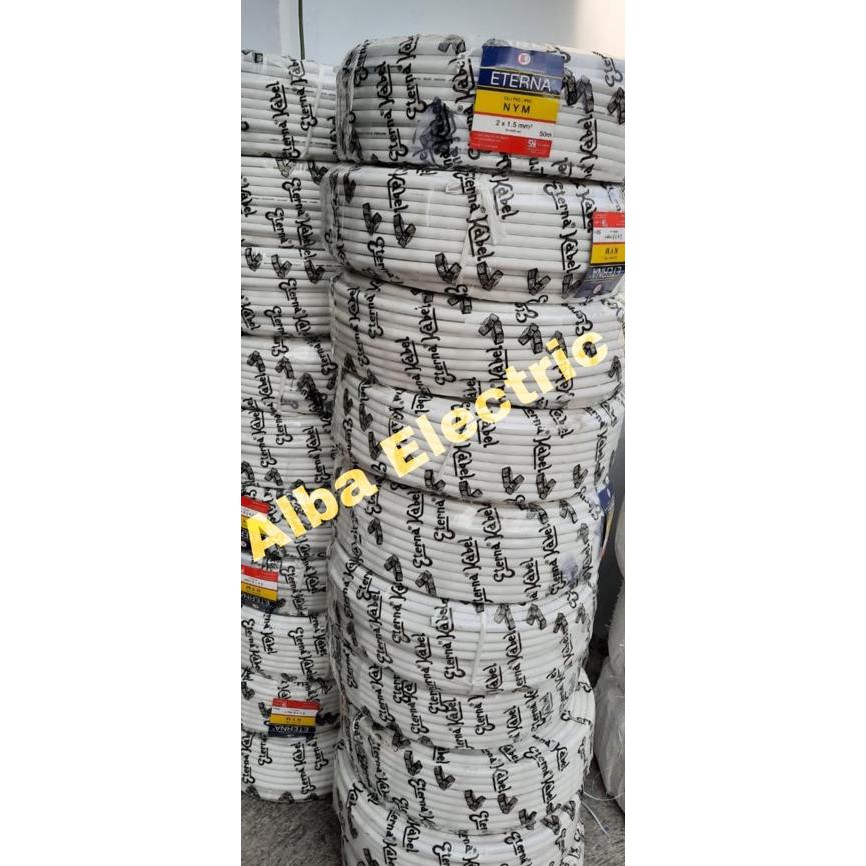 REALPICT Kabel ETERNA 2x1.5 mm NYM Meteran Kabel ETERNA 2x1.5 meteran (harga permeter) Kawat Tembaga
