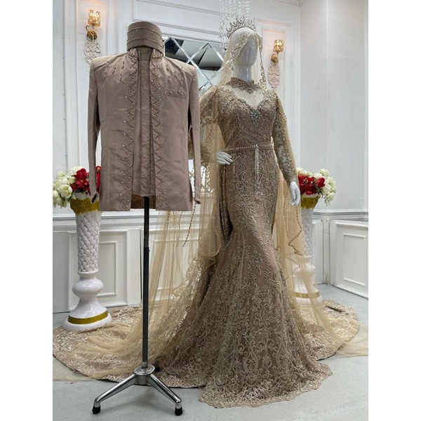 GAUN COUPLE EKONOMIS//GAUN WEDDING TERMURAH SLIM BEREKOR MODERN 2021//BESKAP