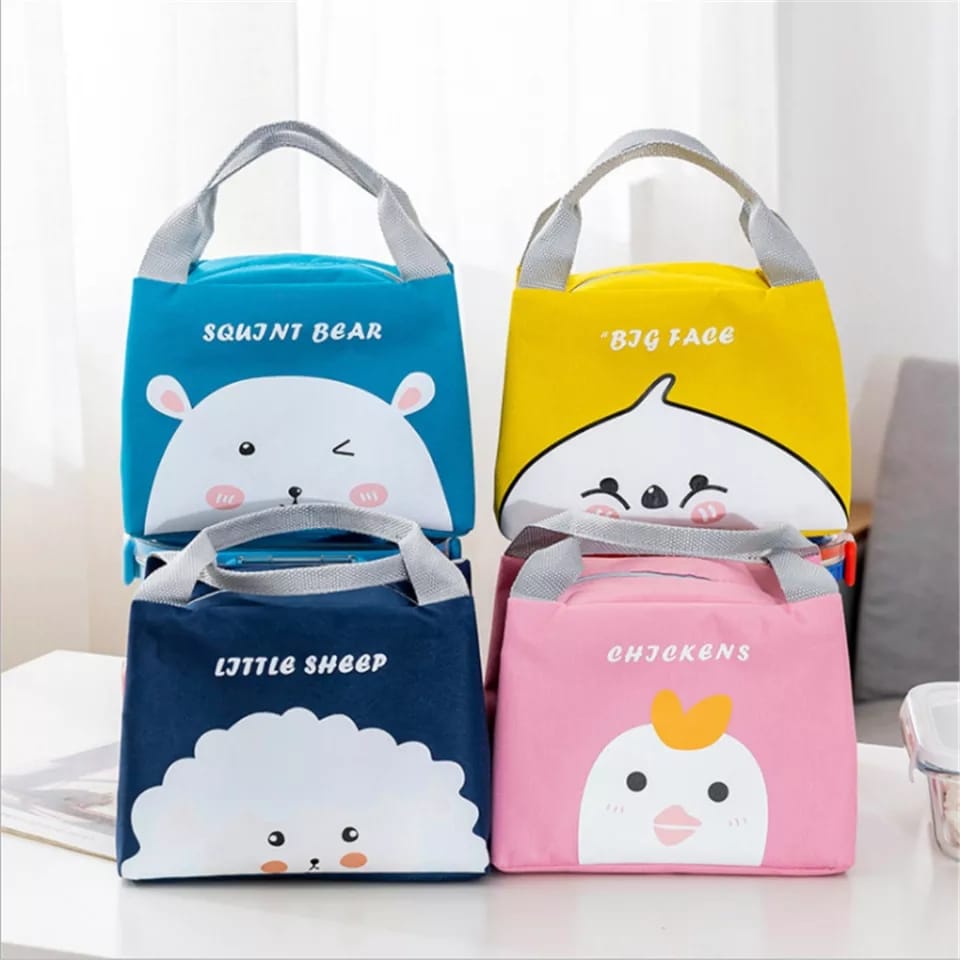 Tas Bekal Anak Sekolah Tahan Panas Motif Lucu Cooler Bag / Lunch Bag Piknik Bekal Makan Anak Cooler Dengan Resleting Bahan Tebal Goodie Bag Anak Sekolah