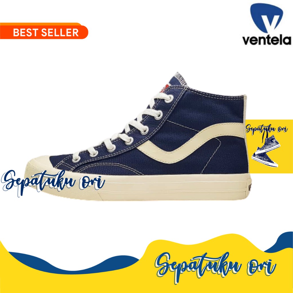 Sepatu Ventela Public High Navy Biru | Sneakers Pria Wanita Vantela Ventella Public High Original