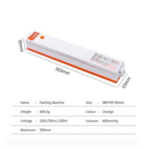 Putih Oren Vacum Vakum Vacuum Sealer Makanan 100watt / Alat Press Plastik