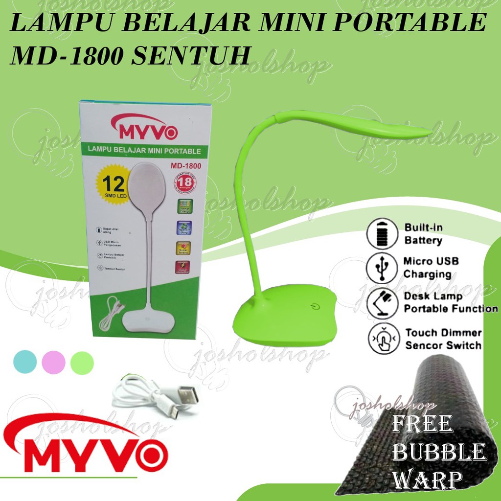 Myvo Lampu Meja Belajar / Lampu Belajar LED / Lampu Baca Rechargeable / Lampu Belajar Sentuh MD-1800