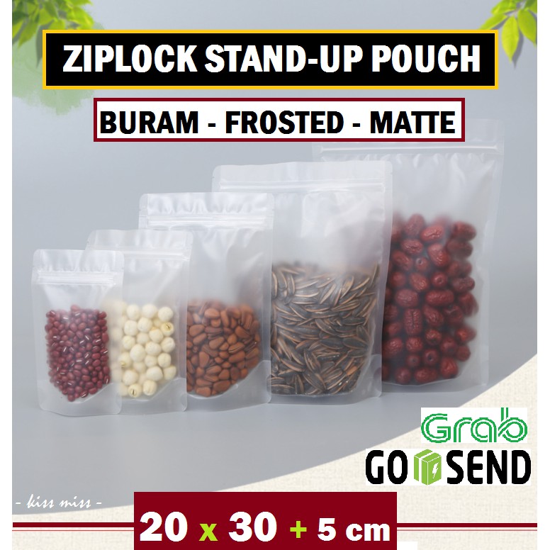 BURAM - Standing Pouch 20x30cm - Ziplock - Kemasan Snack Kopi - Plastik - Frosted