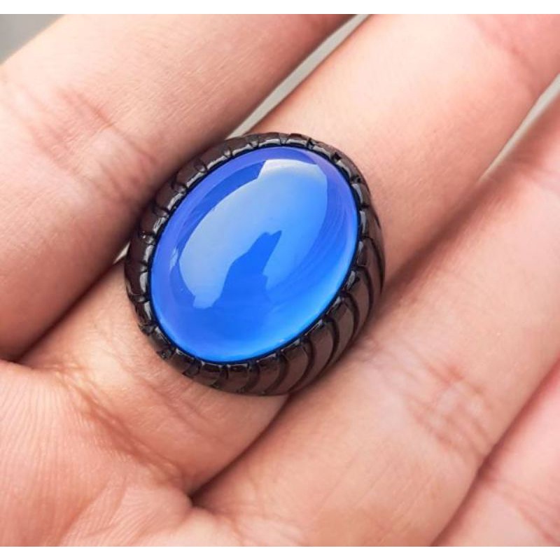 Jual Batu Cincin Akik Natural Blue Chalsedony Blue Spirtus Batu Raja