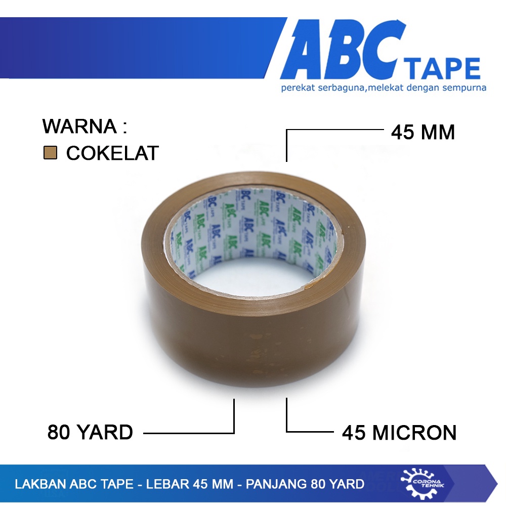 ABC -  LakbanTape Lebar 45 mm - Tebal 45 Micron - Panjang 80 Yard