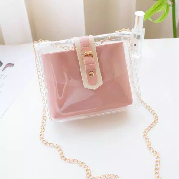 TAS SELEMPANG MINI//TAS CEWEK SLING BAG KOREA//TAS TRANSPARAN IMPOR