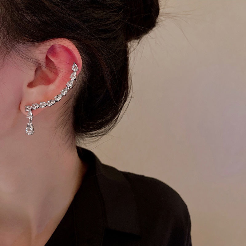 Anting Tusuk silver 925 Hias Kristal Zircon Untuk Wanita