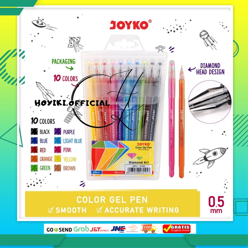 

JOYKO Gel Pen Warna GPC-309S GPC-310S Diamond Art 1 Set 8 Warna 10 Warna 0.5mm