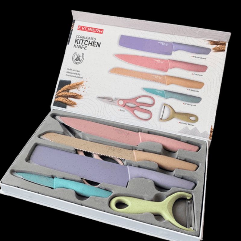 pisau dapur set 6 in 1/kitchen knife set 6 in 1 dengan wadah berkualitas