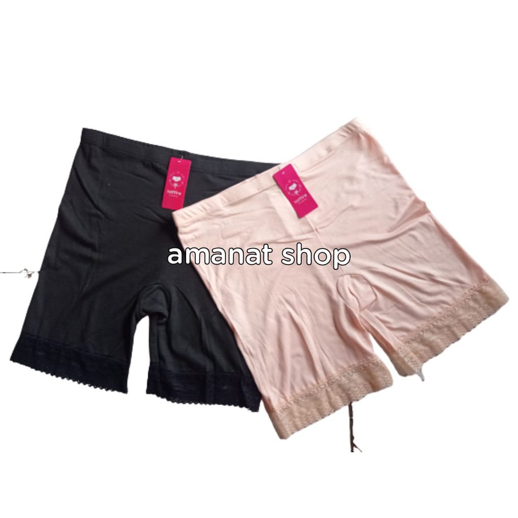 1PCS CELANA SHORT STRIT WANITA DEWASA DALAMAN RENDA JUMBO