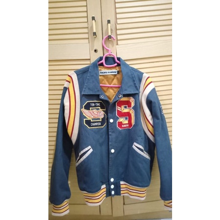 Takraw Varsity Jacket "Pacific Sunrise" Navy Blue [Preloved]