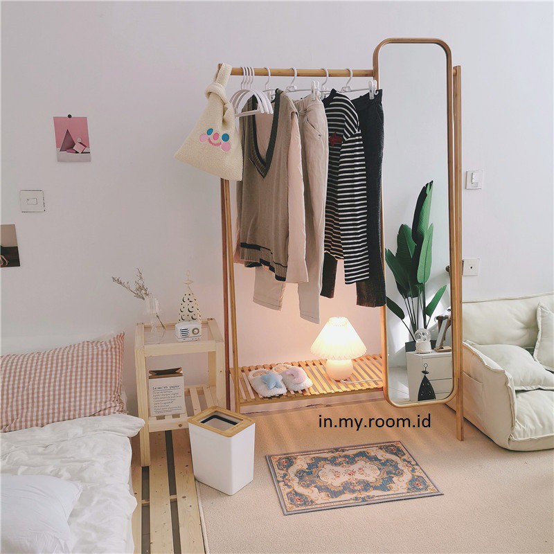 Inmyroomid Handmade Rak Gantungan Baju Minimalis Natural Kayu Shopee Indonesia