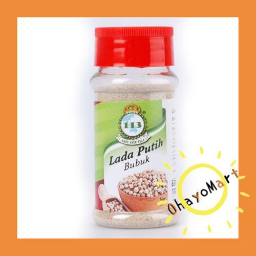 113 &quot;satu satu tiga&quot; lada putih bubuk/ white pepper powder/ bumbu 50g